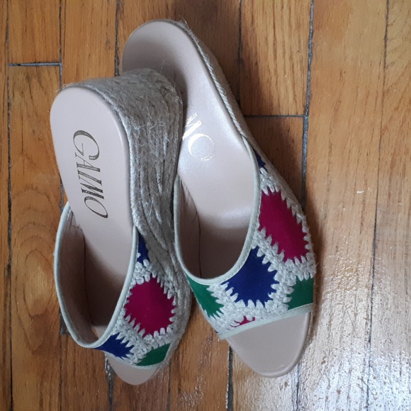 Gaimo Multi-Fuchsia Patchwork Wedge Espadrilles - Picture 3 of 6